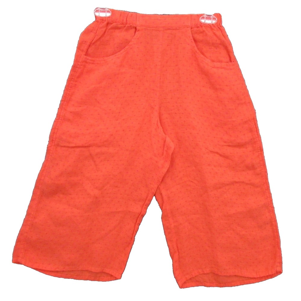 FLAX Designs Linen Pants XS Orange Pull-On Elastic Waist With Pockets New
